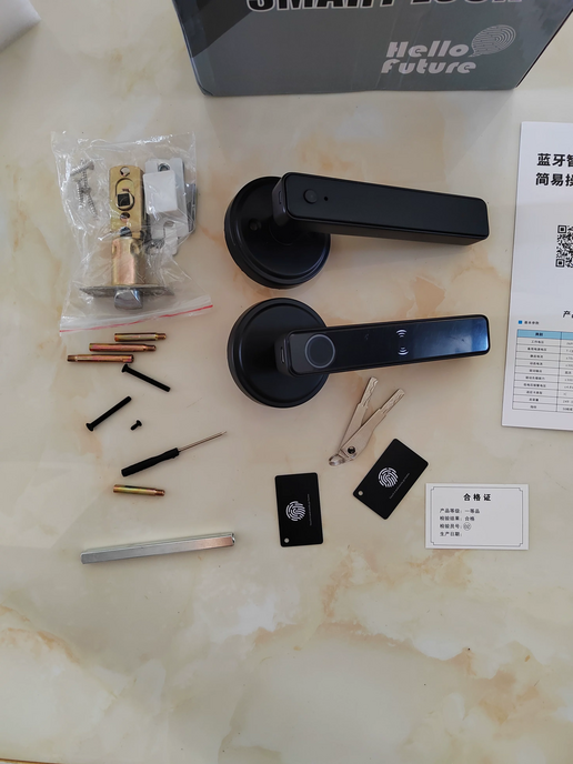 Graffiti Smart Fingerprint & Password Door Lock – Spherical Wooden Handle